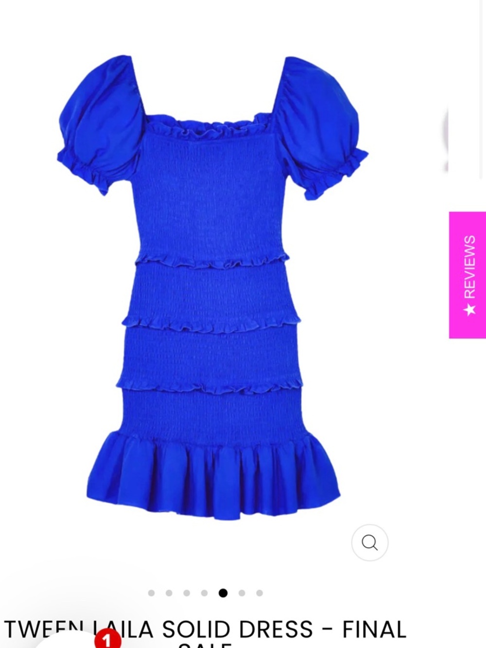 Katie J NYC Cobalt Blue Smocked Laila dress with Puff Sleeves-size L (10/12)